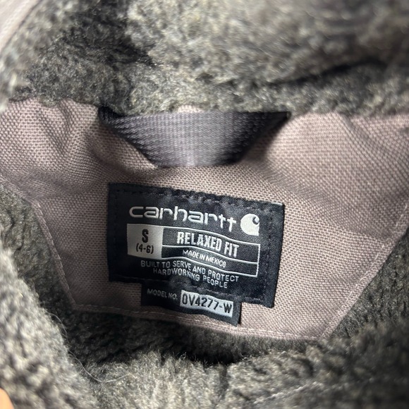 Carahartt Women's S Gray Washed Duck Mock Neck Vest Sherpa Fleece Lined Workwear - Picture 4 of 9